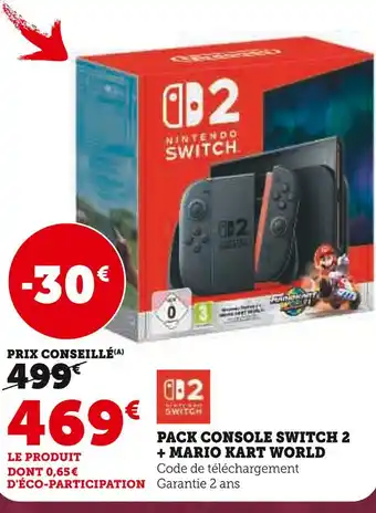 Hyper U Nintendo Pack Console Switch 2 + Mario Kart World offre