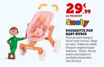 Super U Smoby Poussette Pop Baby Nurse offre