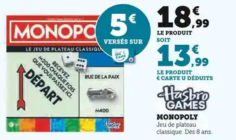 Hyper U Hasbro Games Monopoly offre