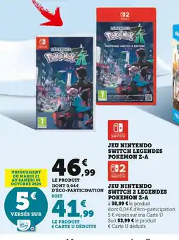 Hyper U Nintendo Jeu Switch Legendes Pokemon Z-A offre
