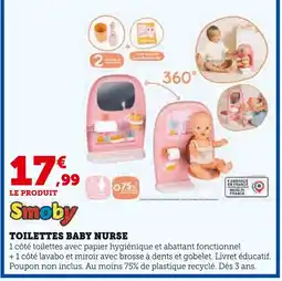Super U SMOBY Toilettes Baby Nurse offre