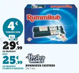 Super U HASBRO GAMES Rummikub Chiffres offre