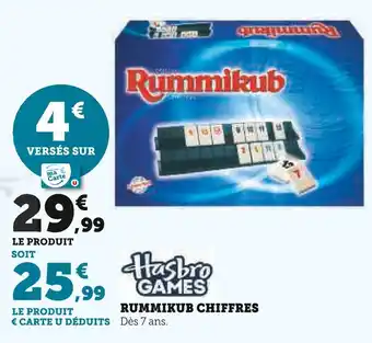 Super U HASBRO GAMES Rummikub Chiffres offre