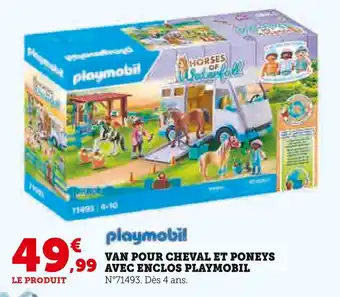 Super U PLAYMOBIL Van pour cheval et poneys avec enclos offre