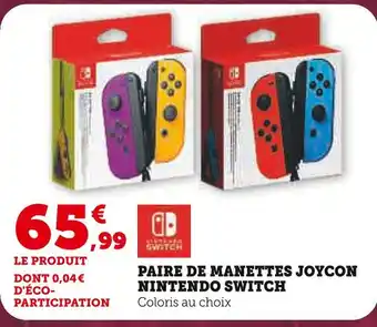 Super U NINTENDO SWITCH Paire de manettes Joycon offre