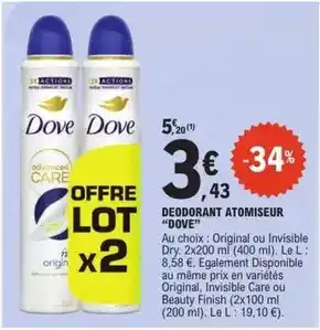 E.Leclerc Dove - deodorant atomiseur offre