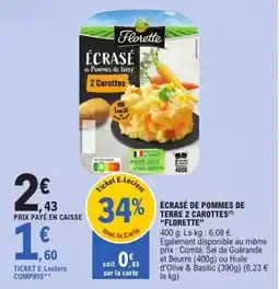 E.Leclerc Florette - écrasé de pommes de terre 2 carottes offre
