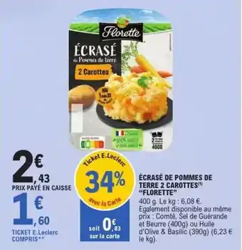 E.Leclerc Florette - écrasé de pommes de terre 2 carottes offre