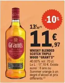 E.Leclerc Grant's - whisky blended scotch triple wood offre