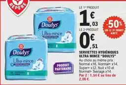 E.Leclerc Serviettes hygiéniques ultra mince offre