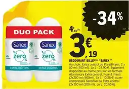 E.Leclerc Sanex - deodorant bille offre