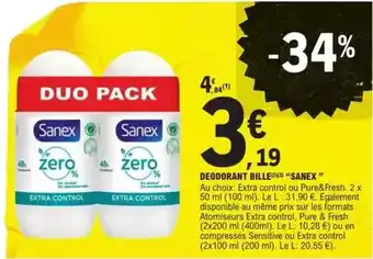 E.Leclerc Sanex - deodorant bille offre