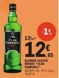 E.Leclerc Clan campbell - blended scotch whisky offre