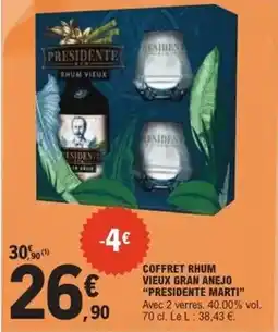 E.Leclerc Presidente marti - coffret rhum vieux gran anejo offre