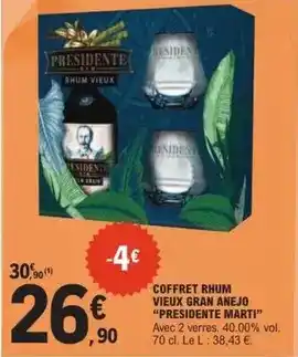 E.Leclerc Presidente marti - coffret rhum vieux gran anejo offre