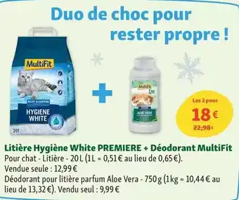 Maxi Zoo Multifit, - litière hygiène white premiere + déodorant offre