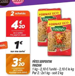 Netto PANZANI Pâtes serpentini offre