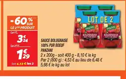 Netto PANZANI Sauce bolognaise 100% pur boeuf offre