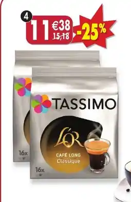 Maximo Lot de 2 paquets de 16 dosettes long classique tassimo l'or offre