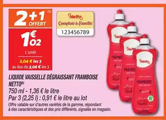 Netto NETTO Liquide vaisselle dégraissant framboise offre