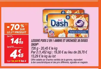 Netto DASH Lessive pods 2 en 1 ambre et orchidée 38 doses offre