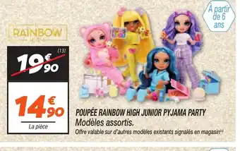 Netto Poupée rainbow high junior pyjama party offre