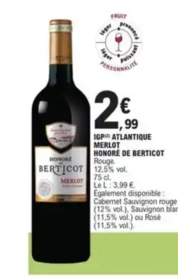 E.Leclerc Igp atlantique merlot honoré de berticot offre