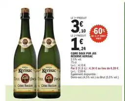 E.Leclerc Cidre doux pur jus réserve kerisac offre