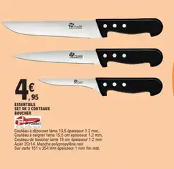 E.Leclerc Essentiels set de 3 couteaux boucher offre