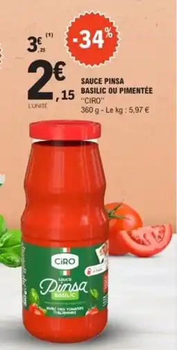 E.Leclerc CIRO Sauce pinsa basilic ou pimentée offre