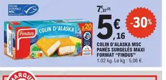 E.Leclerc Express FINDUS Colin d'alaska msc panés surgelés maxi format offre