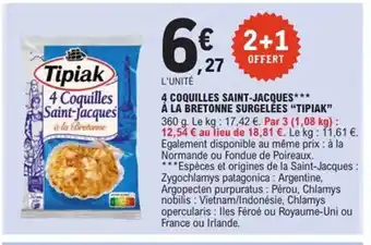 E.Leclerc Express TIPIAK 4 coquilles saint-jacques à la bretonne surgelées offre