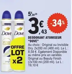 E.Leclerc Express DOVE Deodorant atomiseur offre
