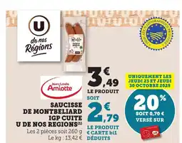 Bi1 Saucisse de montbeliard igp cuite u de nos regions offre