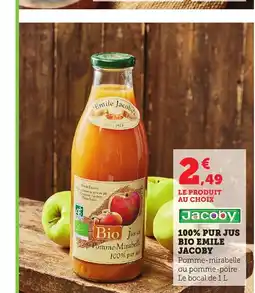 Bi1 JACOBY 100% pur jus bio emile offre