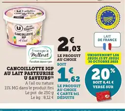 Bi1 FROMAGERIE MILLERET Cancoillotte igp au lait pasteurise u saveurs offre