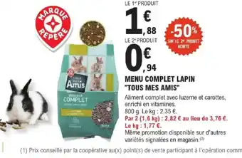 E.Leclerc Jardi TOUS MES AMIS Menu complet lapin offre