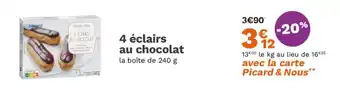 Picard 4 éclairs au chocolat offre