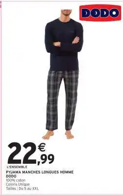 Intermarché Hyper L'ensemble Pyjama Manches Longues Homme offre