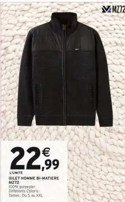 Intermarché Hyper Gilet Homme Bi-Matière MZ72 offre