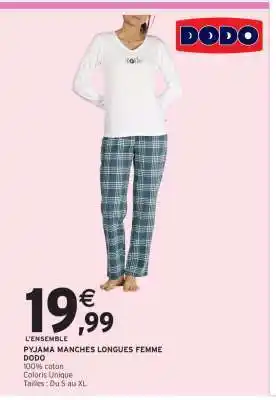 Intermarché Hyper PYJAMA MANCHES LONGUES FEMME offre