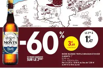 Intermarché BIÈRE BLONDE TRIPLE BRASSIN D'HIVER 3 MONTS offre