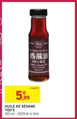 Intermarché HUILE DE SÉSAME YEO'S offre