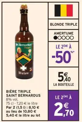 Intermarché BIÈRE TRIPLE SAINT BERNARDUS offre
