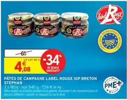 Intermarché Pâtés de Campagne Label Rouge IGP Breton Stephan offre