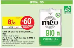 Intermarché CAFÉ EN GRAINS BIO L'ORIGINAL MÉO offre