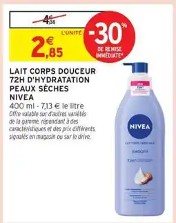Intermarché LAIT CORPS DOUCEUR 72H D'HYDRATATION PEAUX SÈCHES NIVEA offre