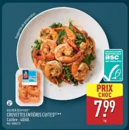 ALDI GOLDEN SEAFOOD CREVETTES ENTIÈRES CUITES offre