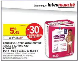 Intermarché COUCHE CULOTTE AUTONOMY UP TAILLE 5 12/18KG X20 POMMETTE offre