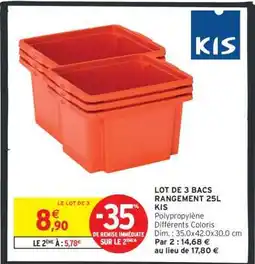 Intermarché LOT DE 3 BACS RANGEMENT 25L KIS offre